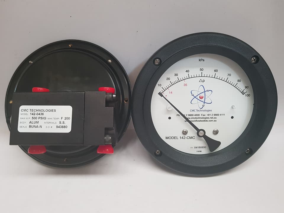 Backflow Test Kit Gauge MODEL 142-CMC front and back CMC Technologies