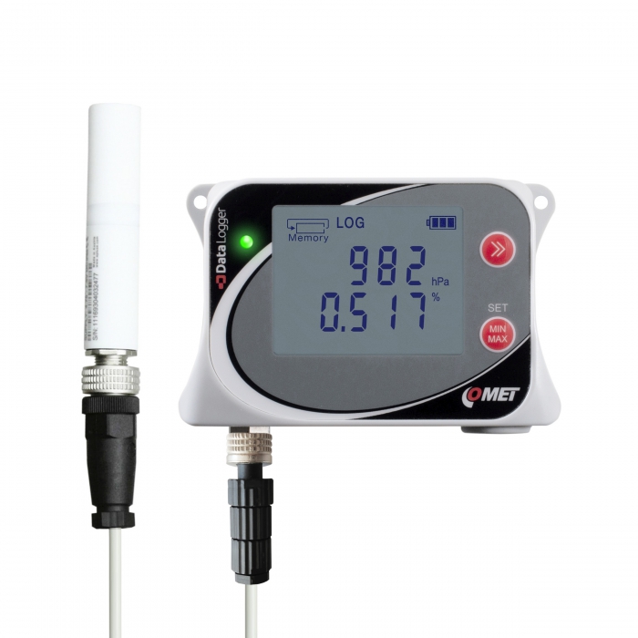 Datalogger for external CO2 probe up to 50.000 ppm with built-in atmospheric pressure sensor