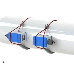 Ultrasonic flow meter transducers with straps image by cmc